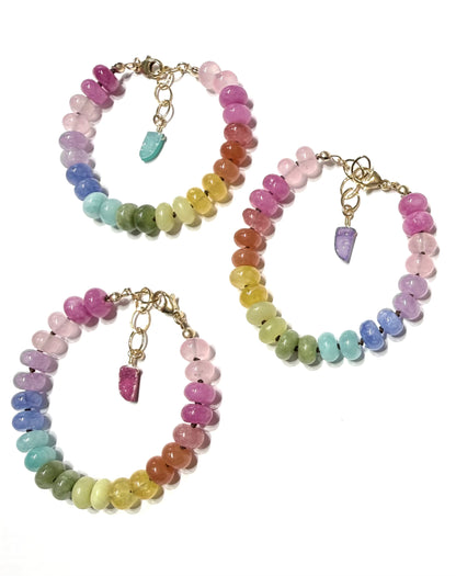 Rainbow gemstone silk knotted bracelet