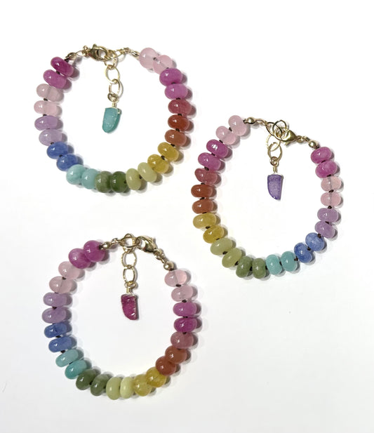 Rainbow gemstone silk knotted bracelet