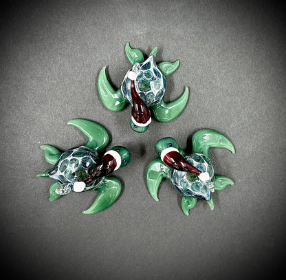 2025 Hawaiian Santa Turtle glass ornament