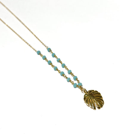 Monstera leaf and Amazonite necklace