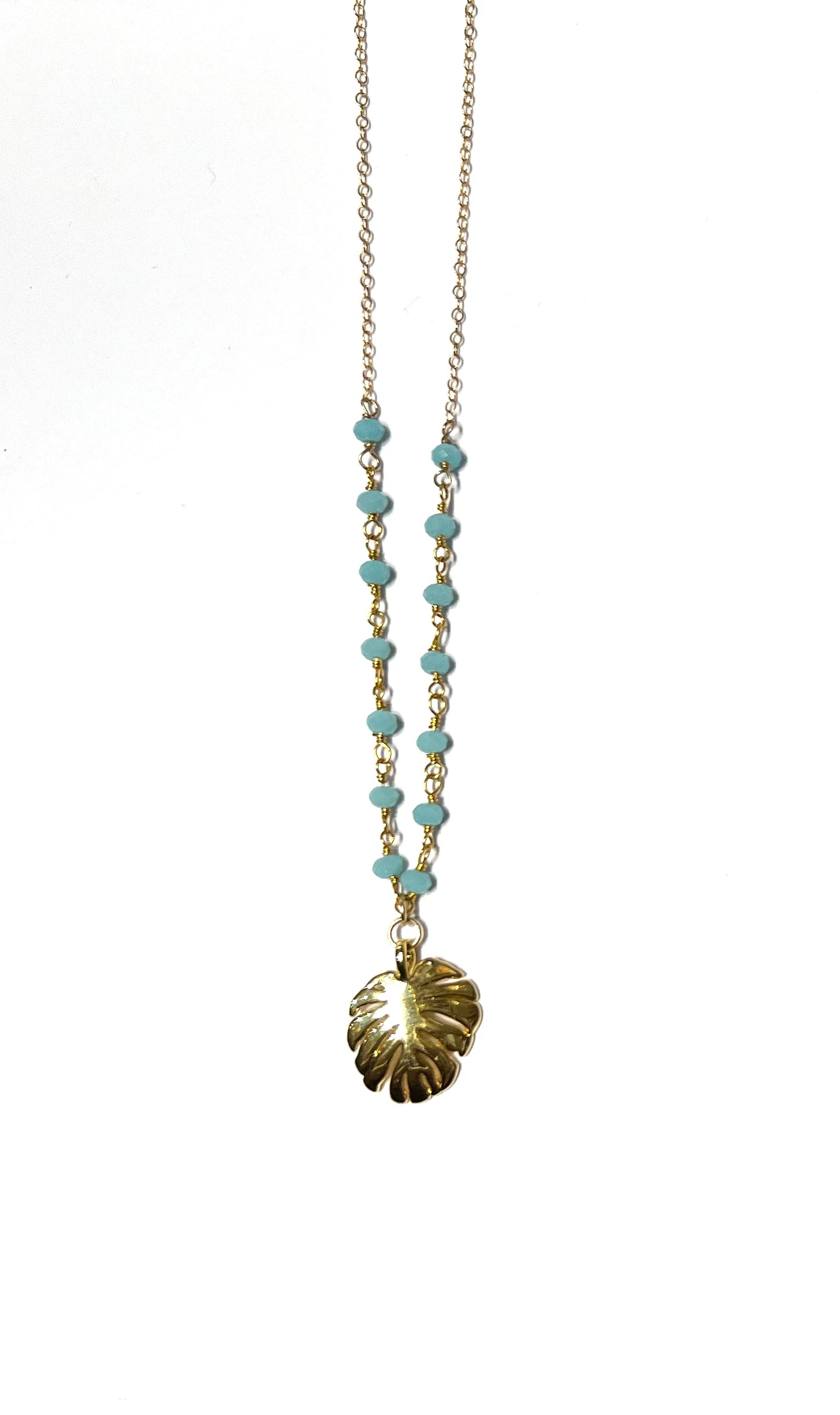 Monstera leaf and Amazonite necklace