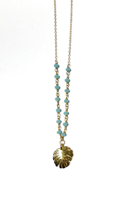 Monstera leaf and Amazonite necklace