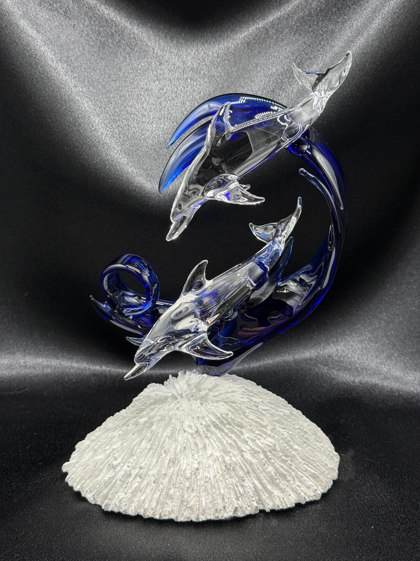 Clear dolphin lovers glass sculpture 2