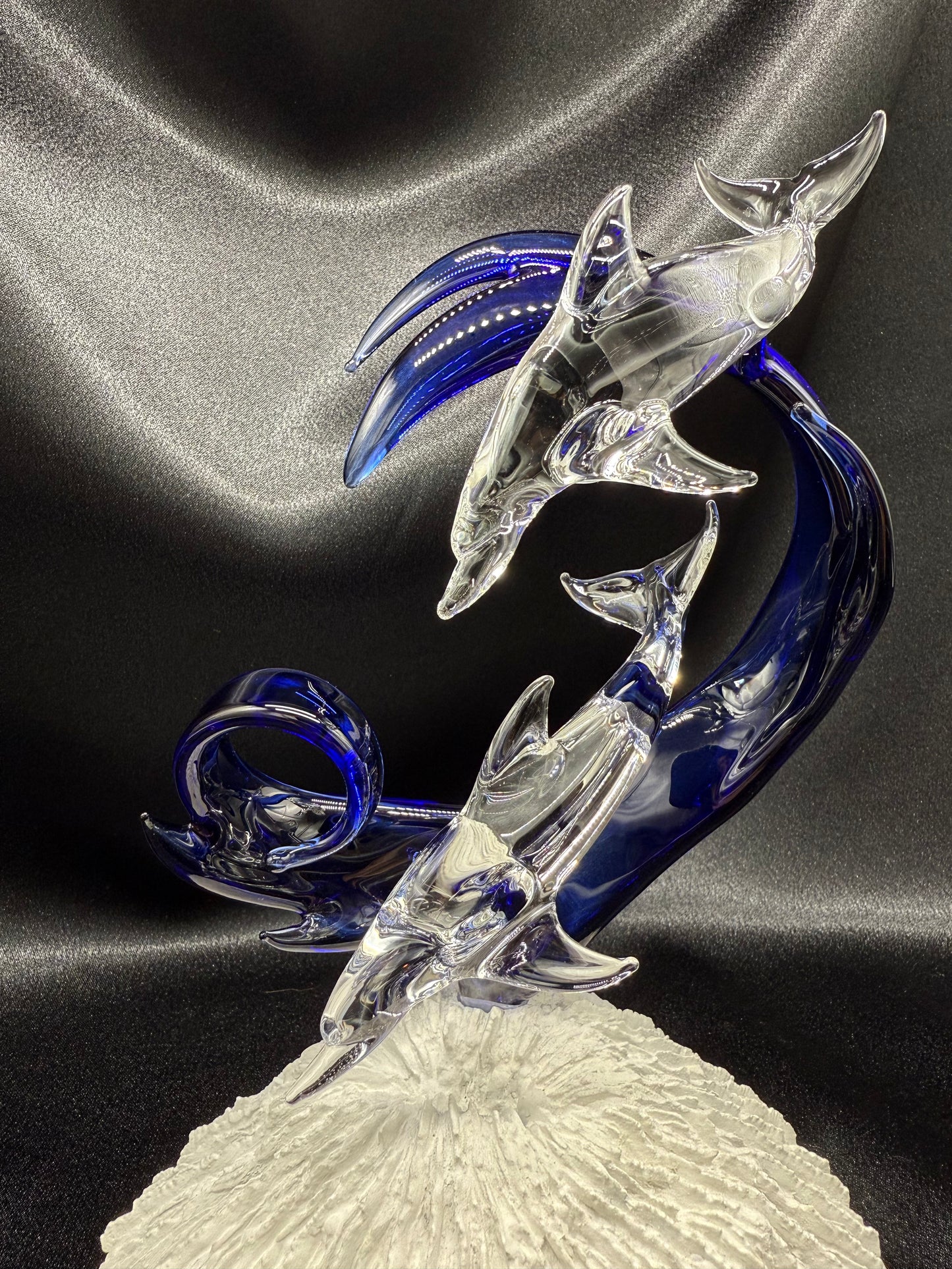 Clear dolphin lovers glass sculpture 2