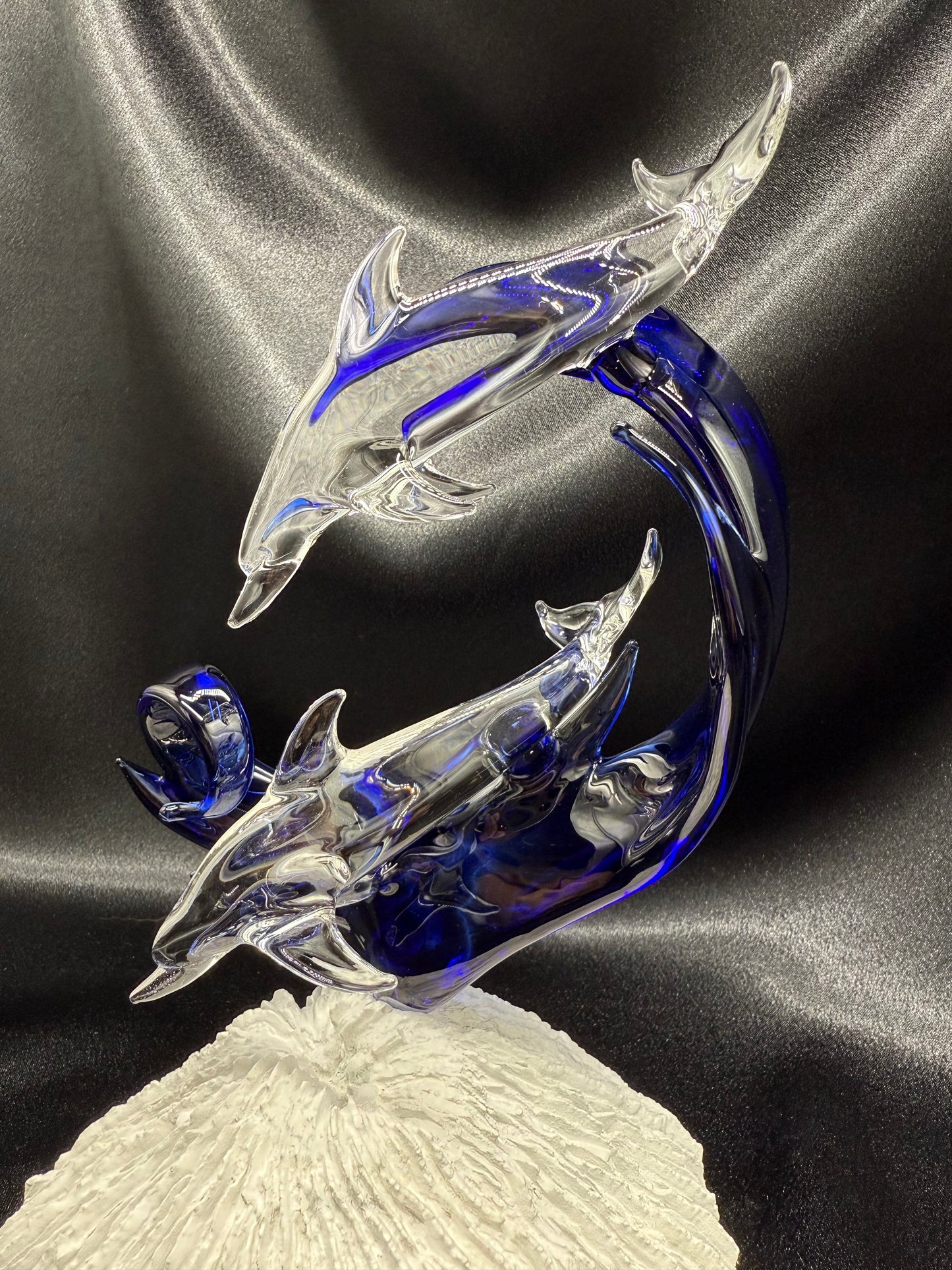Clear dolphin lovers glass sculpture 2