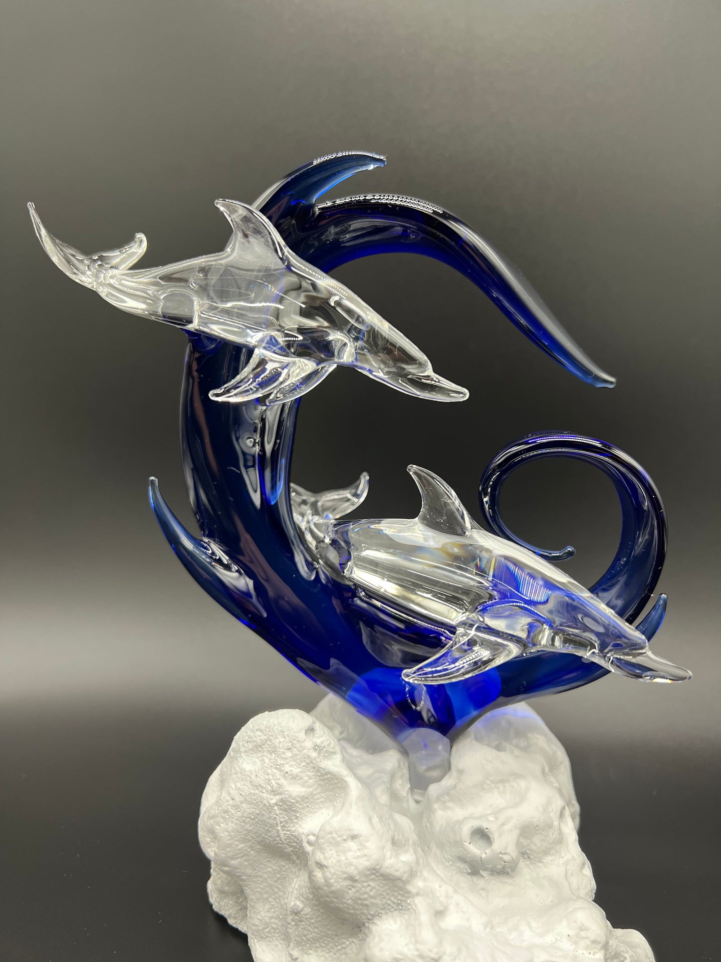 Clear dolphin lovers glass sculpture