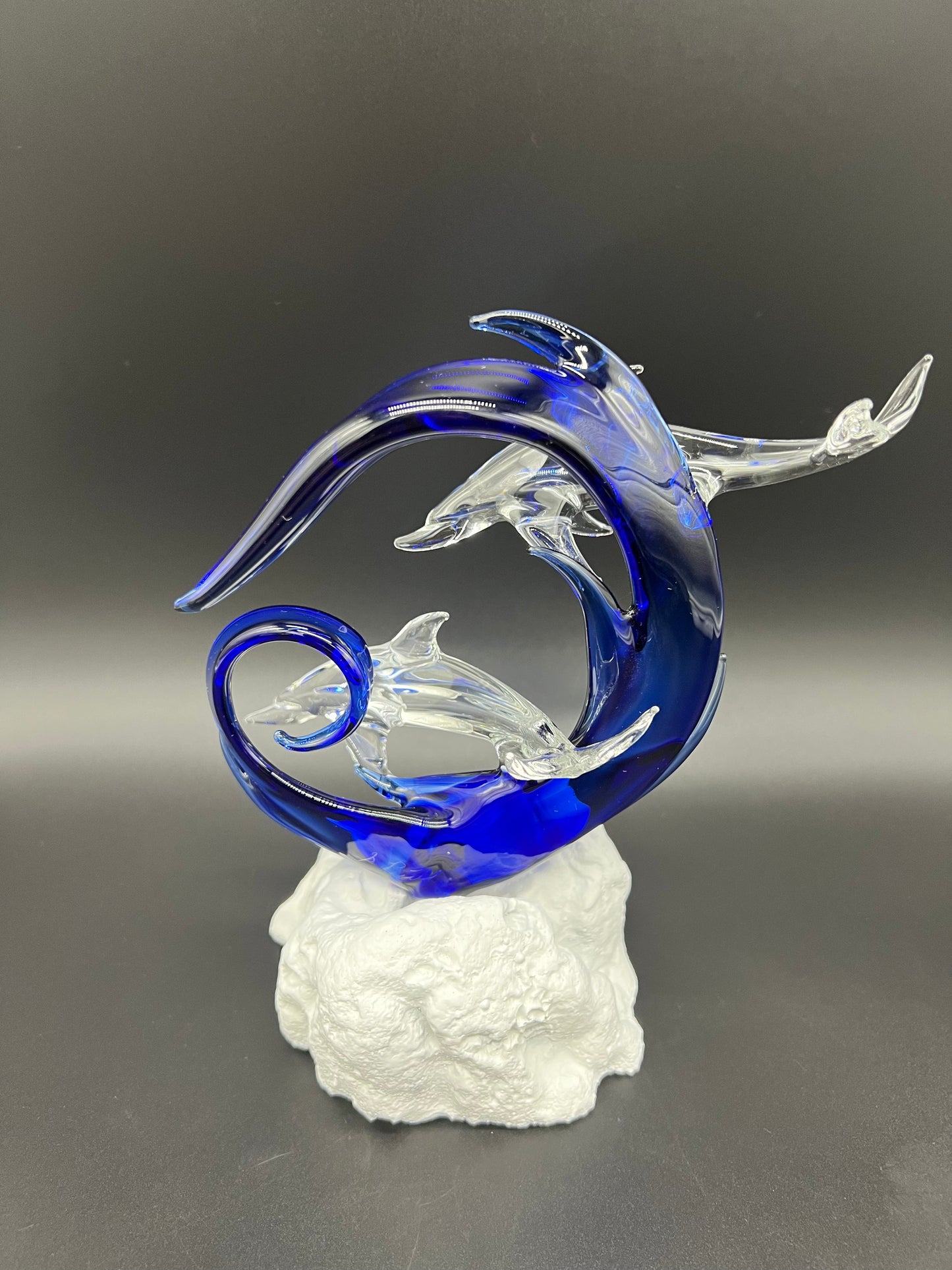 Clear dolphin lovers glass sculpture