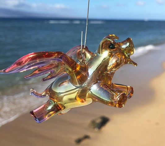 Flying Pig Glass Ornament