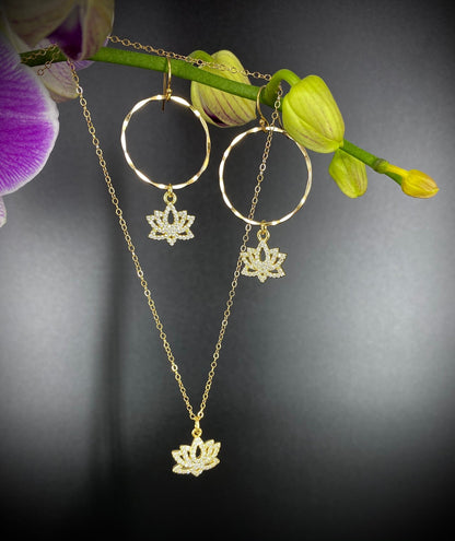 Lotus hoops and necklace set