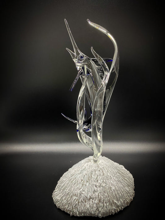 Marlin in a cage Glass Sculpture