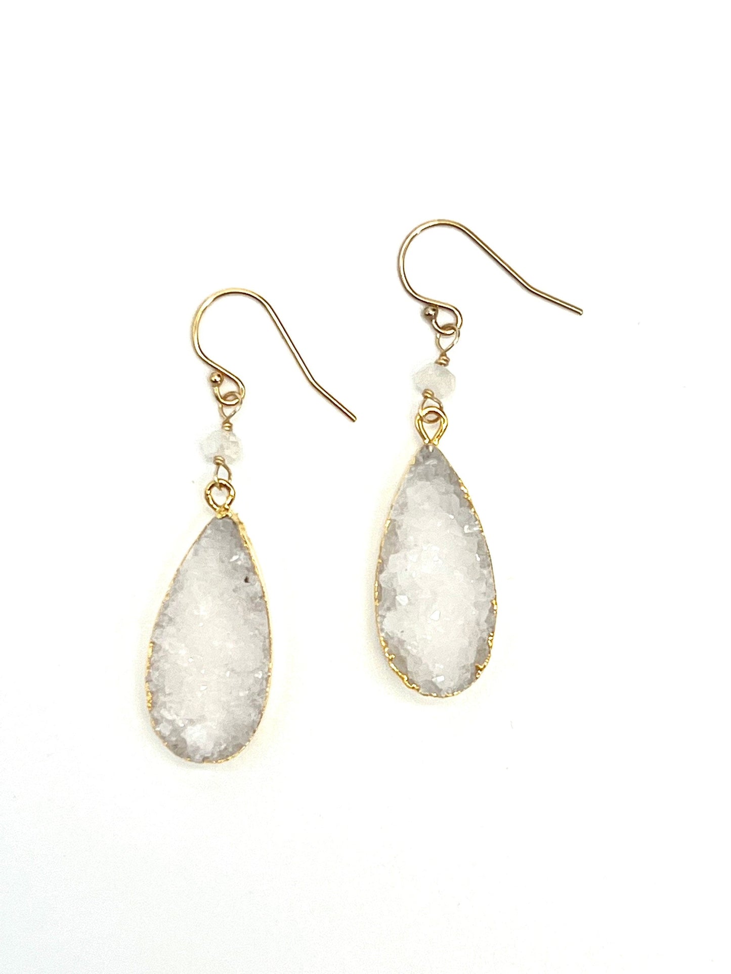 White Druzy earrings