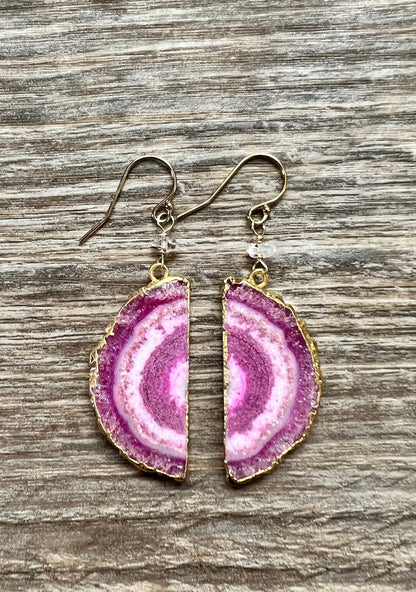 Geode and Herkimer Diamond earrings