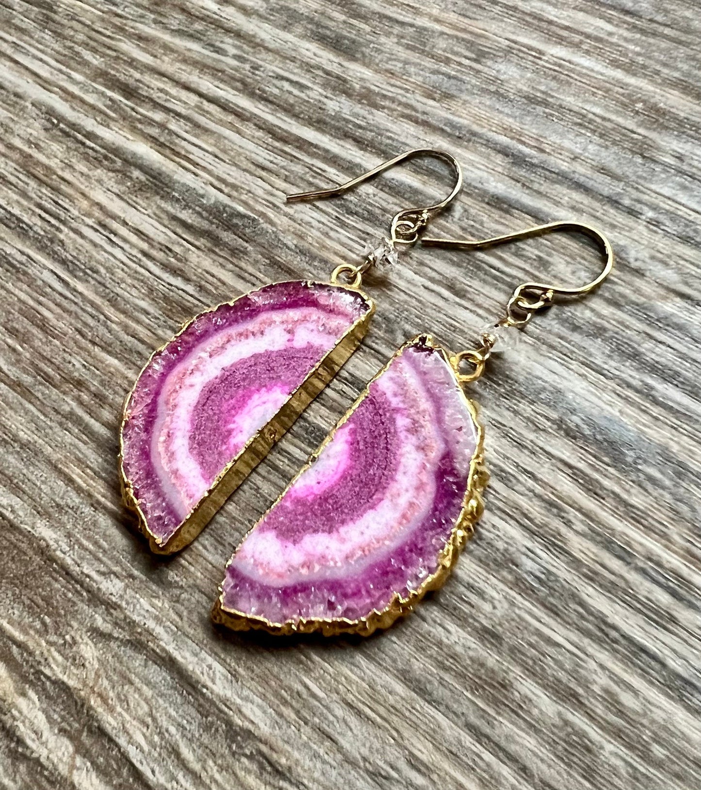 Geode and Herkimer Diamond earrings