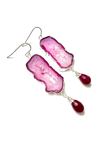 Pink Geode and chalcedony earrings