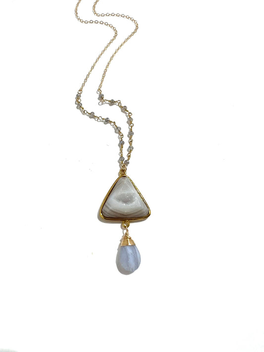 Druzy agate and labradorite necklace