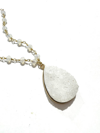 Druzy and opalite necklace