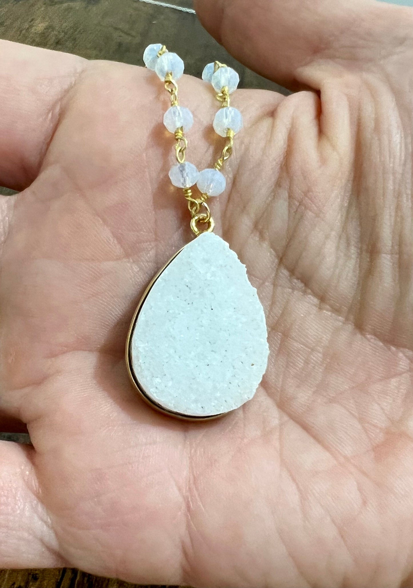 Druzy and opalite necklace