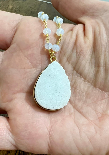 Druzy and opalite necklace