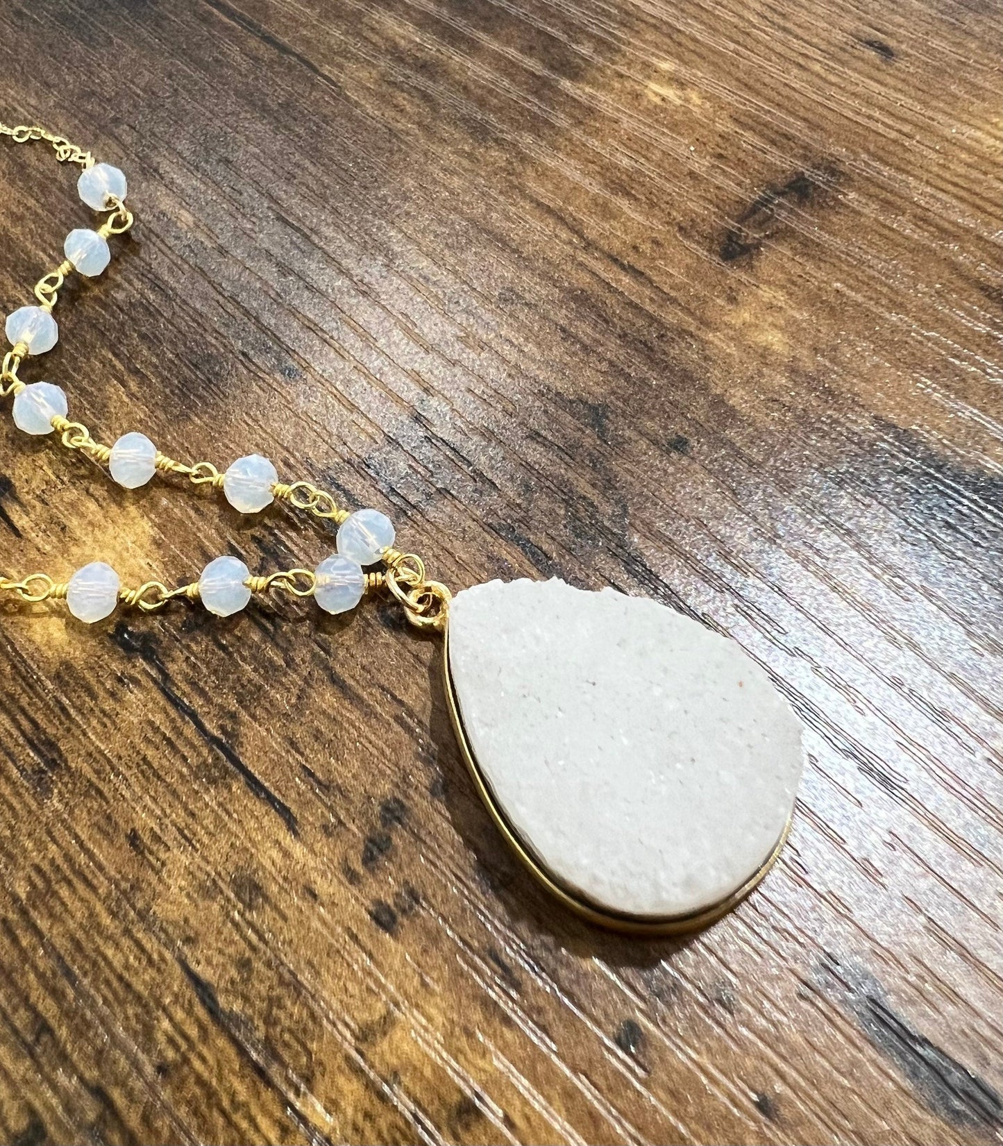 Druzy and opalite necklace