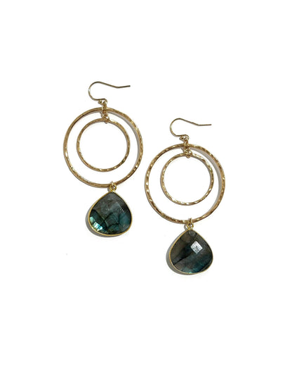 Labradorite double hoops earrings