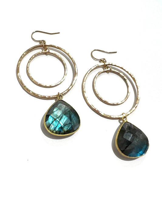 Labradorite double hoops earrings