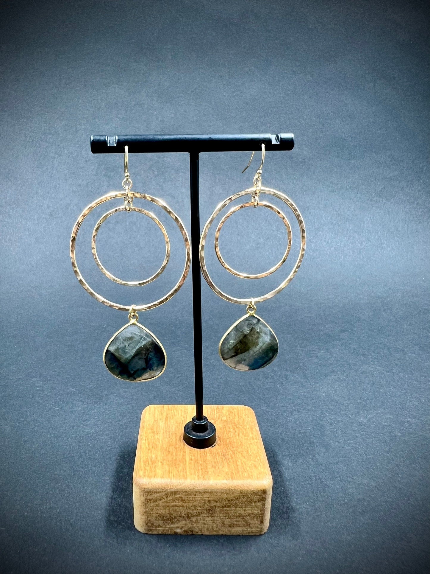 Labradorite double hoops earrings