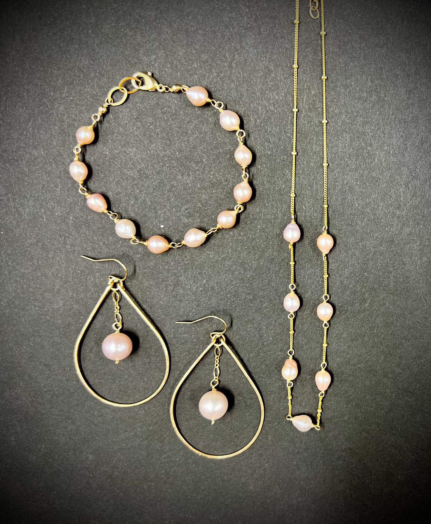 Pink Edison pearl hoops