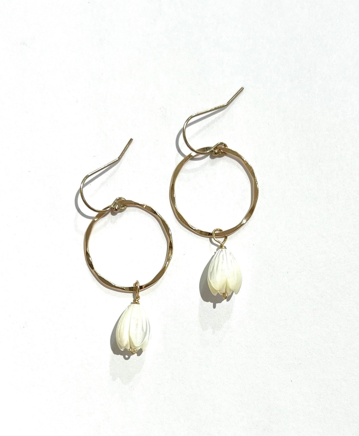 Mother of pearl pikake hoop earrings