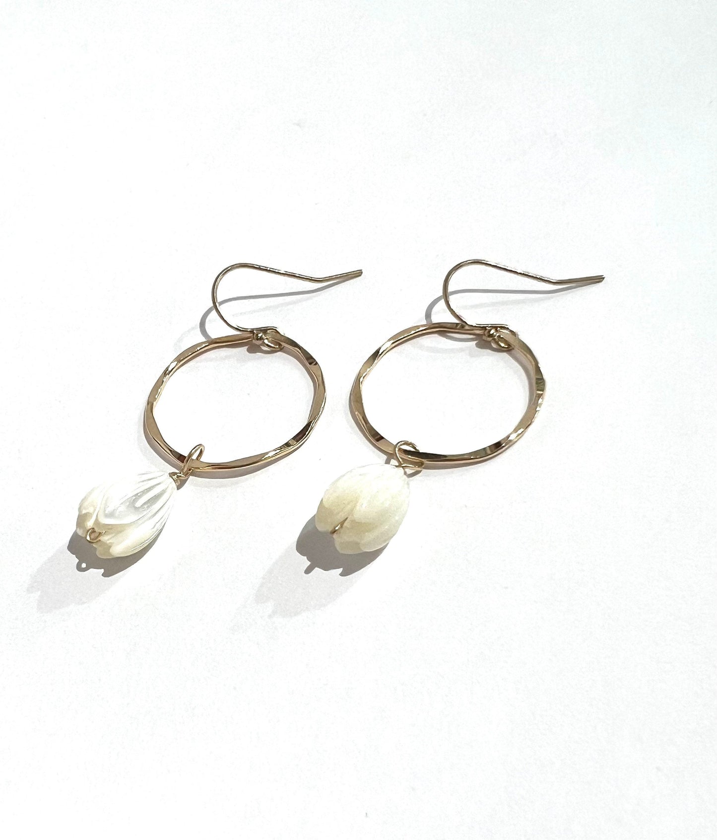 Mother of pearl pikake hoop earrings