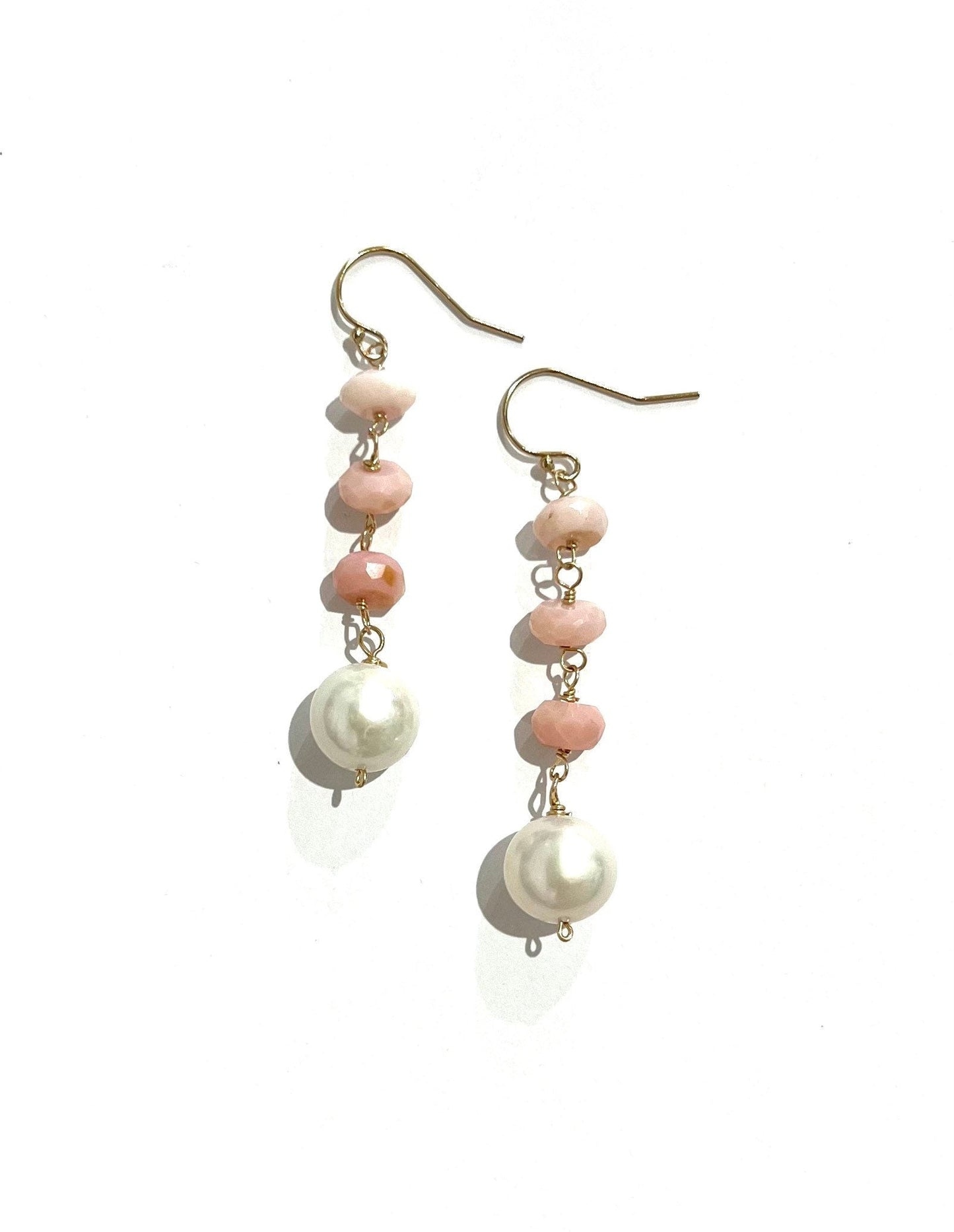 Peruvian opal and Edison pearl earrings