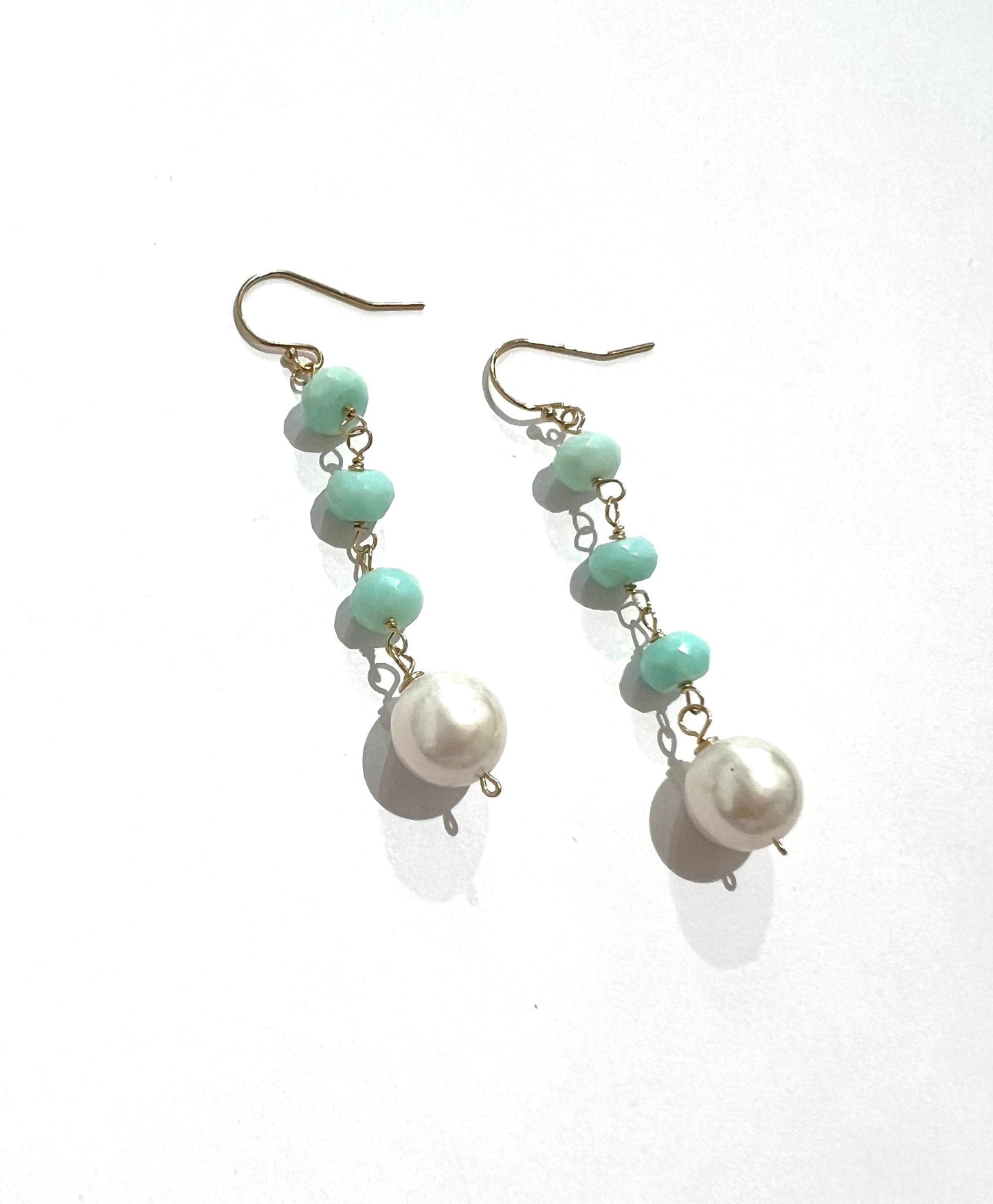 Peruvian opal and Edison pearl earrings