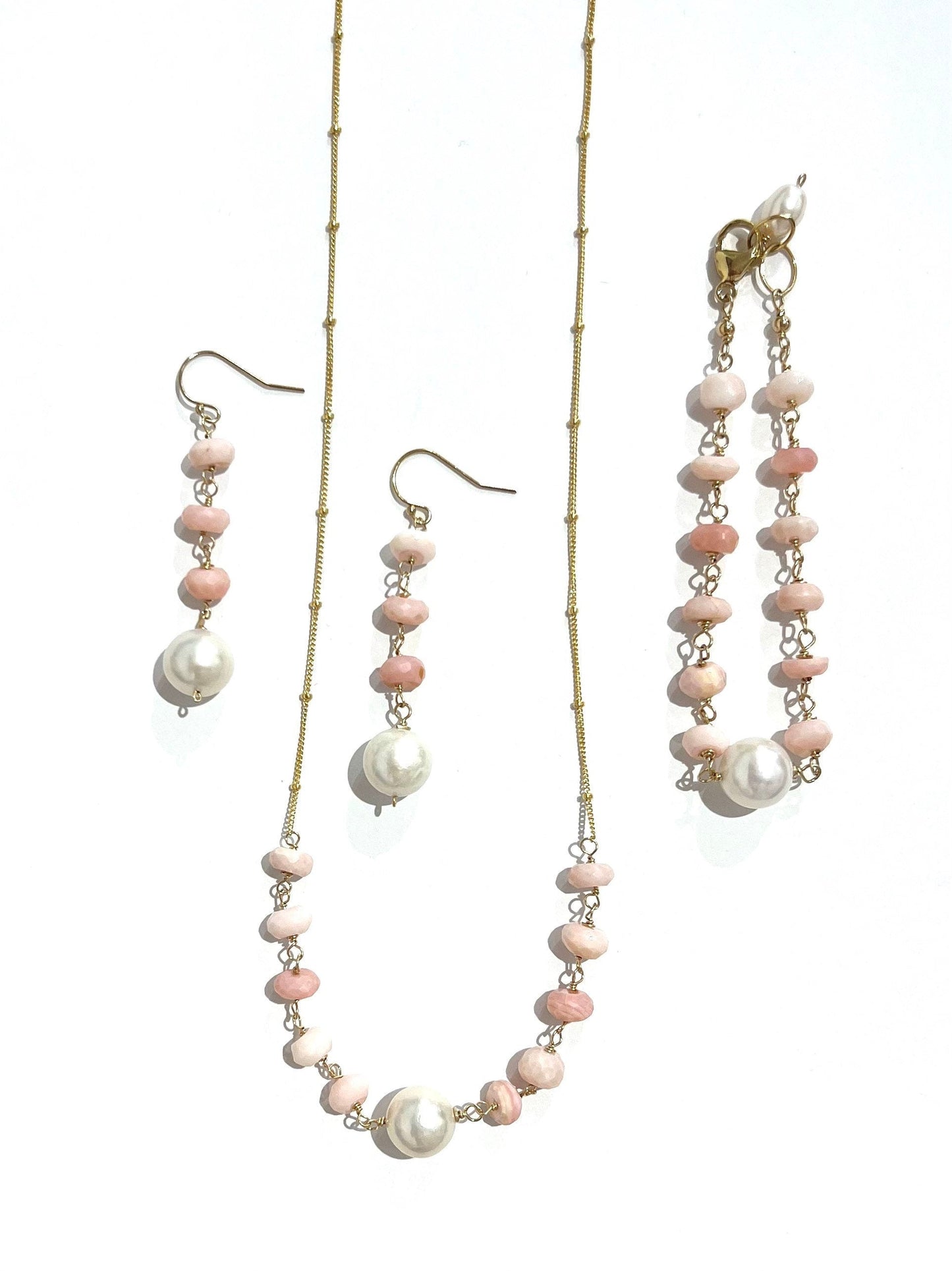 Peruvian opal and Edison pearl earrings