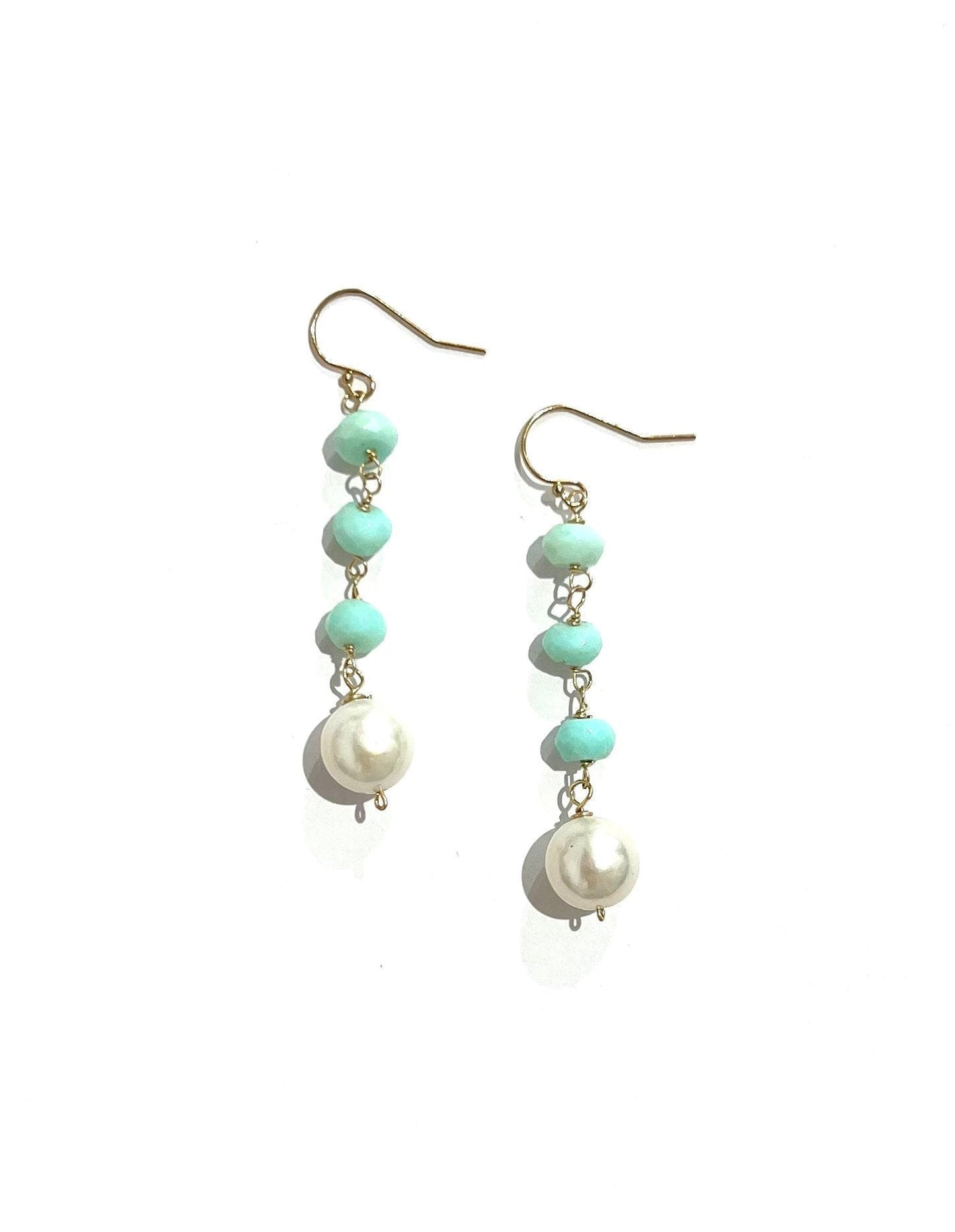 Peruvian opal and Edison pearl earrings