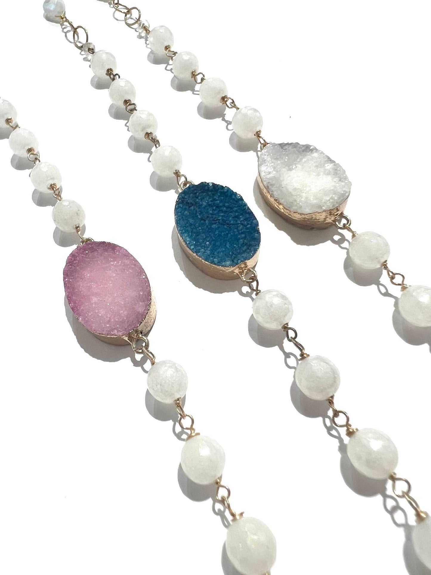 Druzy Geode and mystic moonstone bracelet