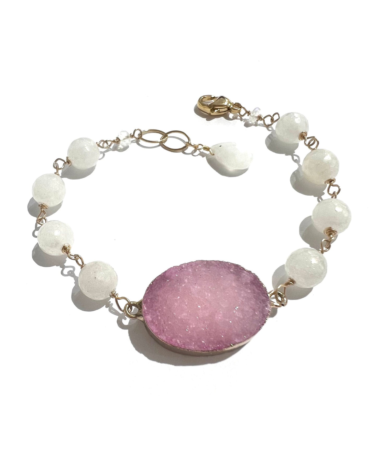 Druzy Geode and mystic moonstone bracelet