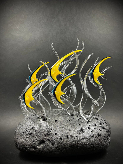 Mini Angelfish school Glass Sculpture