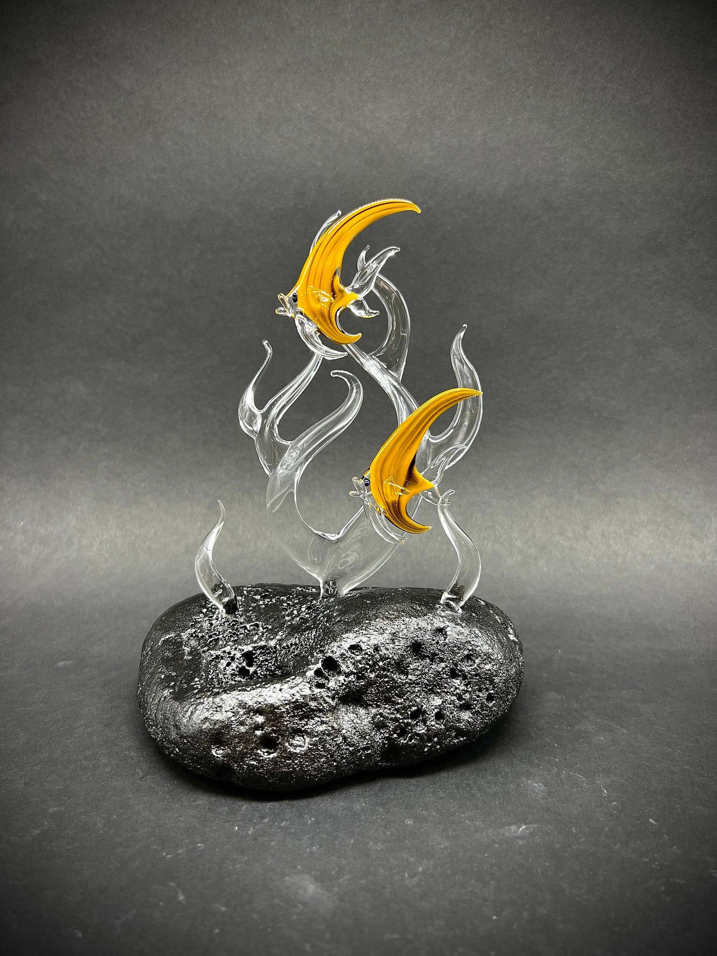 Hawaiian angelfish on clear glass sculpture