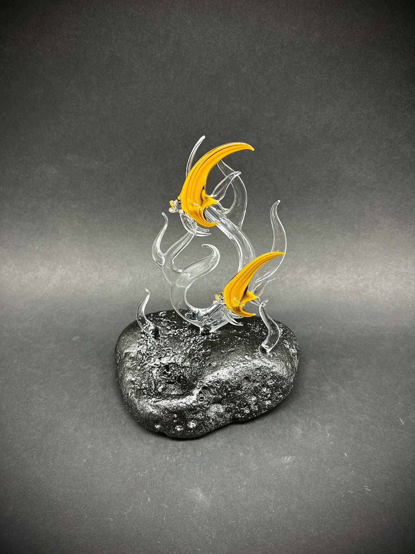 Hawaiian angelfish on clear glass sculpture