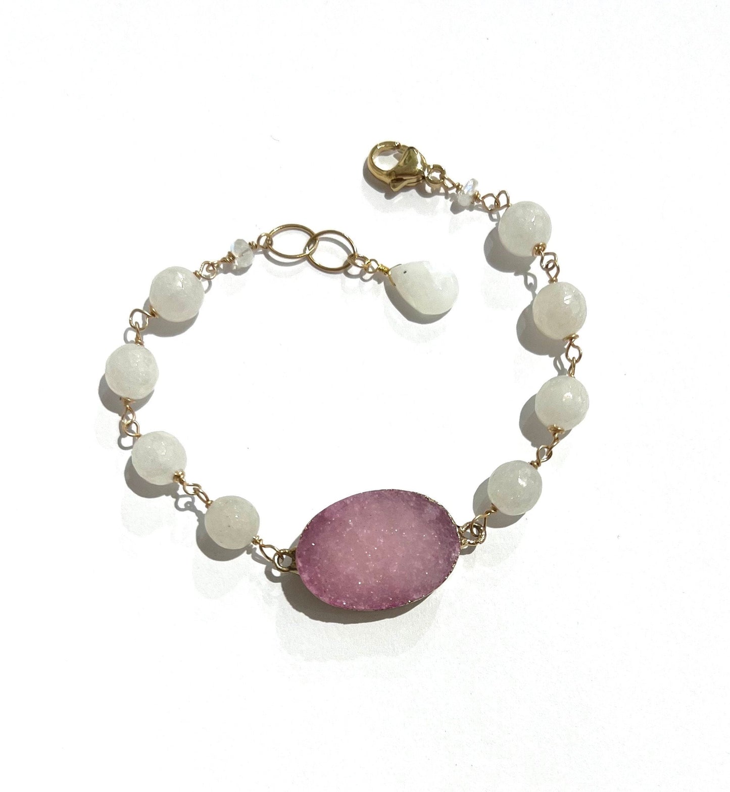 Druzy Geode and mystic moonstone bracelet