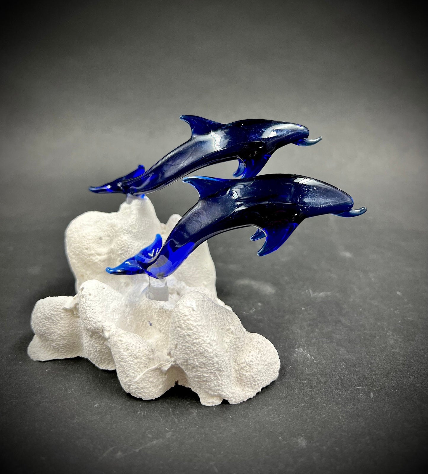 Large Double Dolphin Glass Sculpture