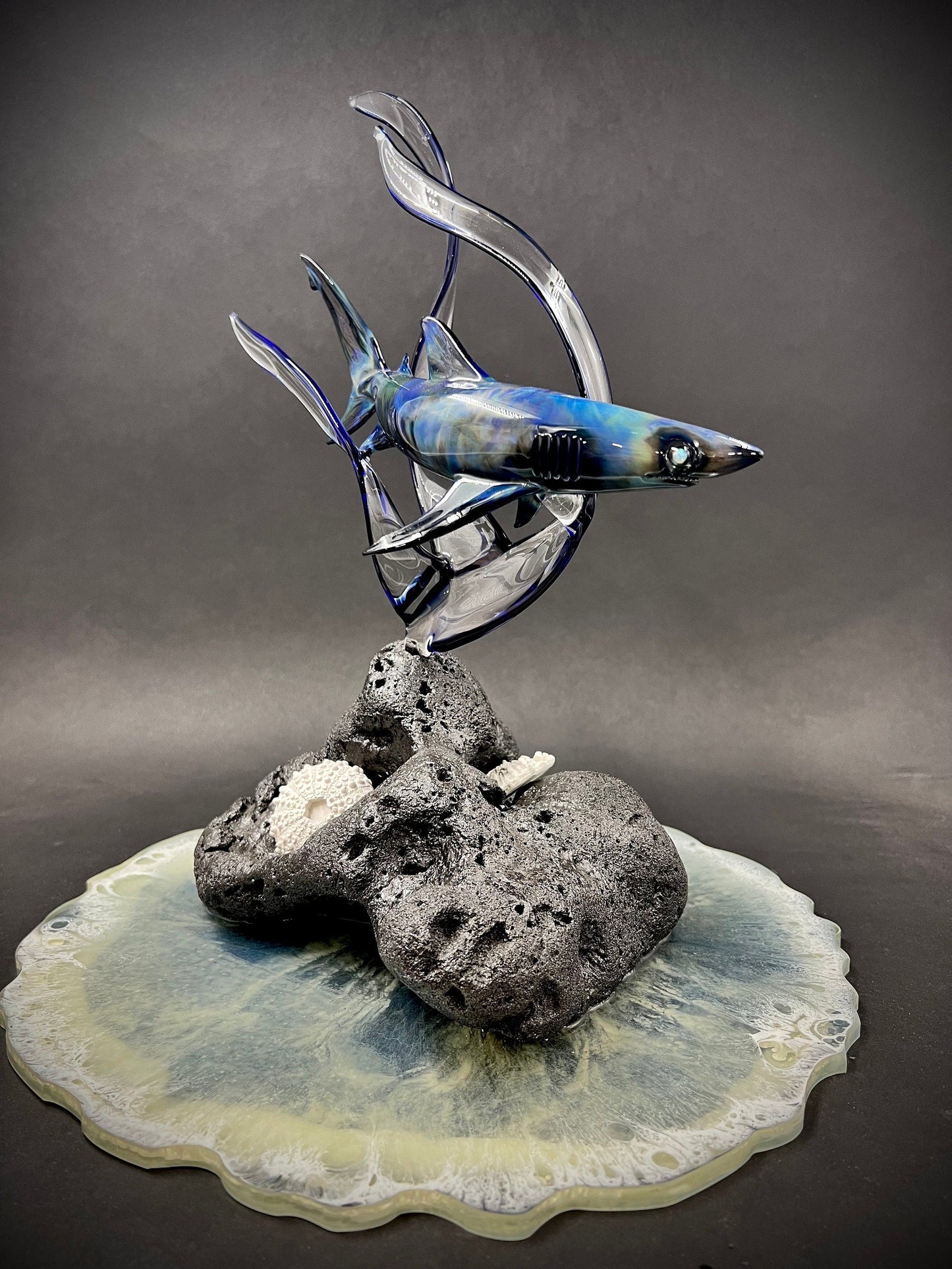 Opal eyed Reef shark glass sculpture