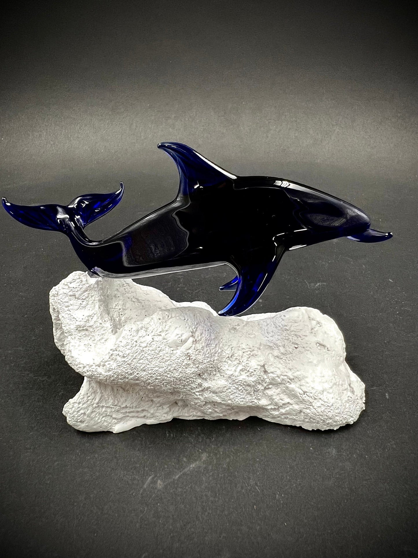 Large Blue Dolphin Glass Sculpture