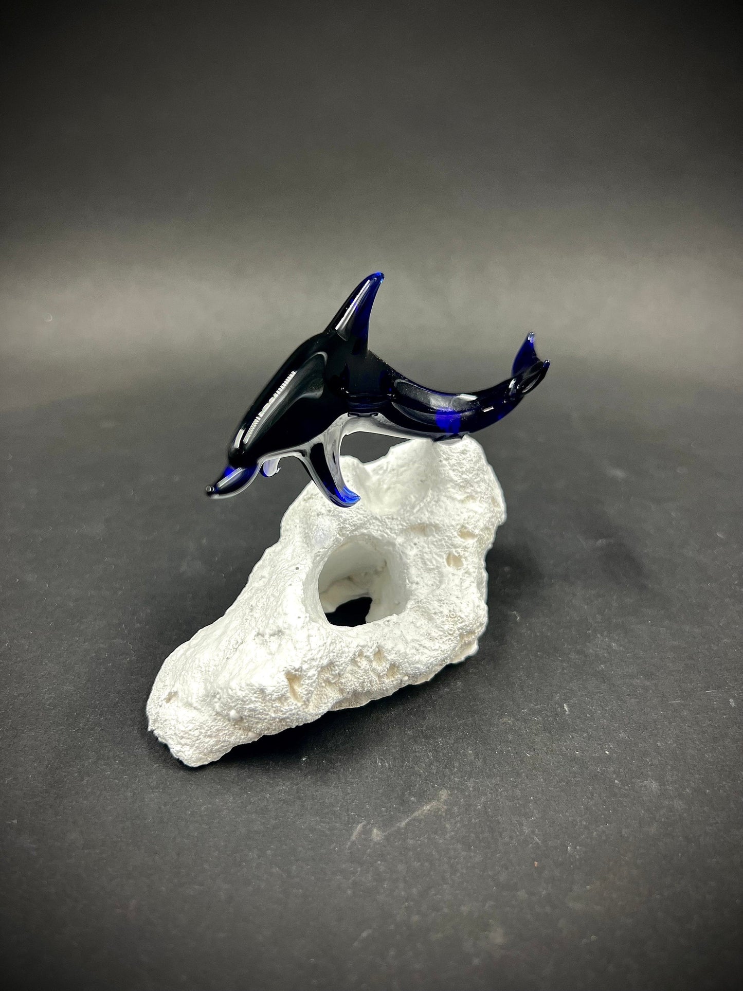 Large Blue Dolphin Glass Sculpture