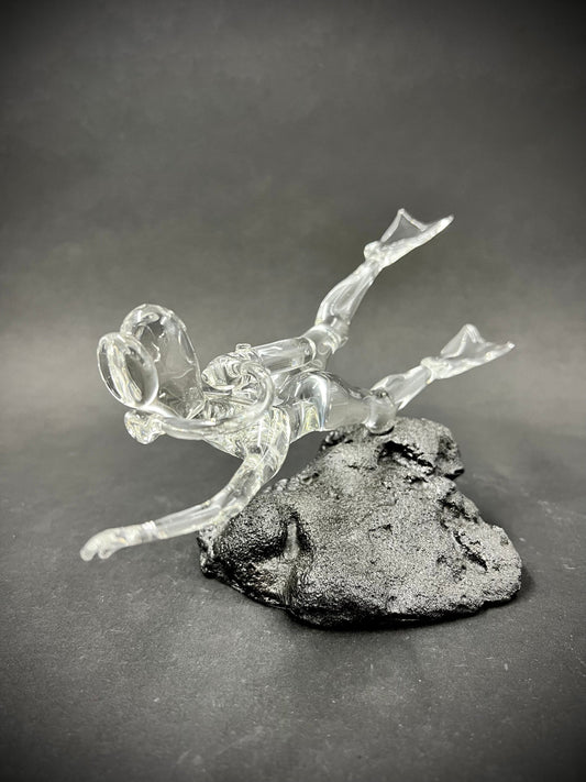 Old school diver Glass Sculpture