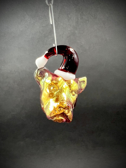 Santa pitbull dog ornament