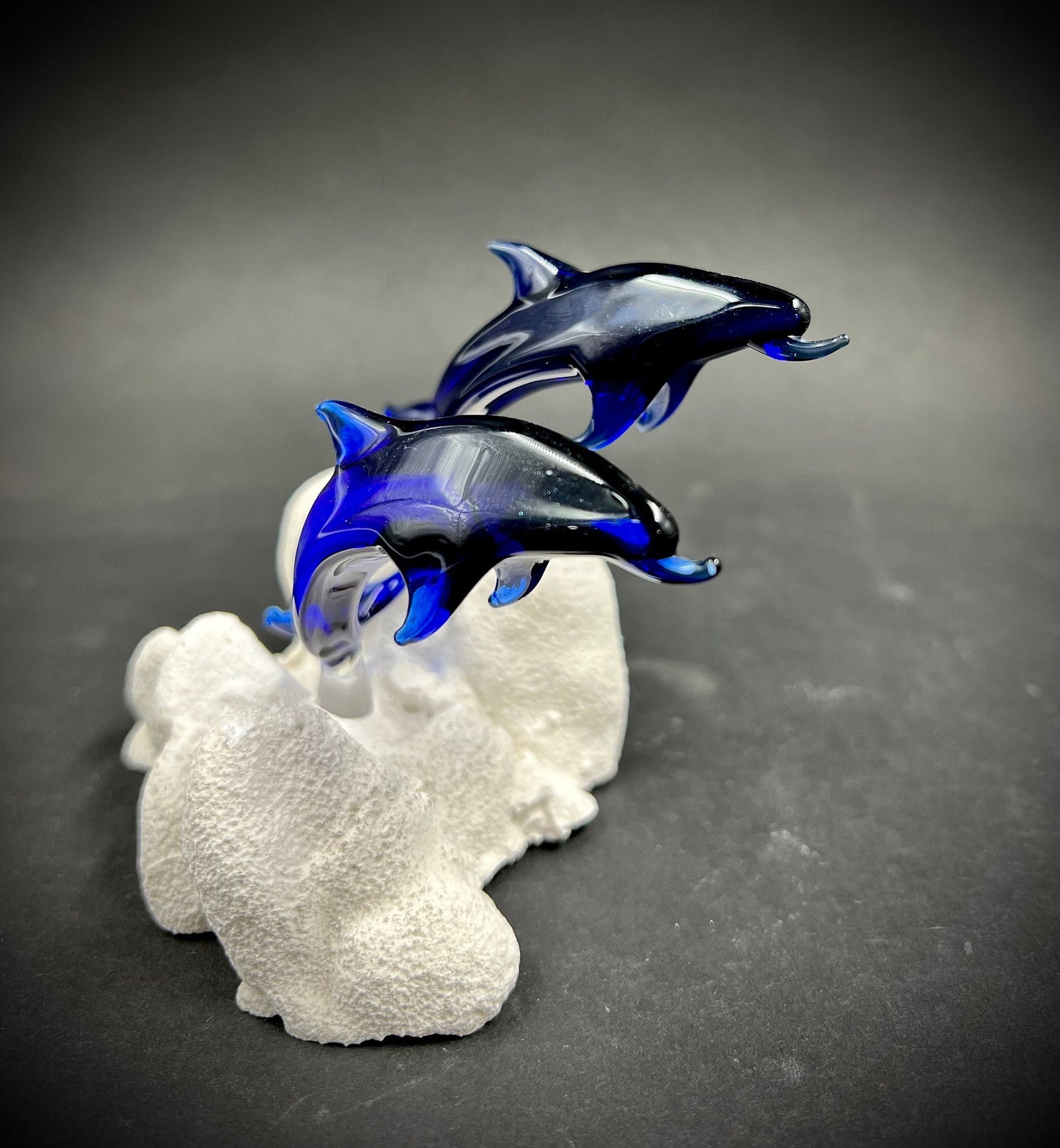 Large Double Dolphin Glass Sculpture