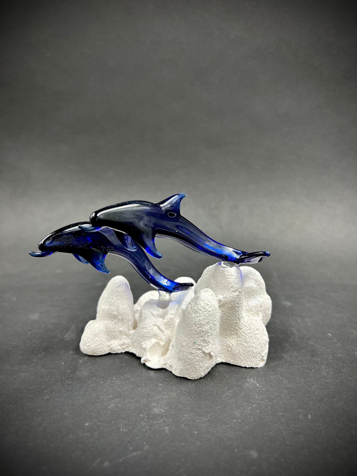 Large Double Dolphin Glass Sculpture