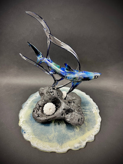 Opal eyed Reef shark glass sculpture