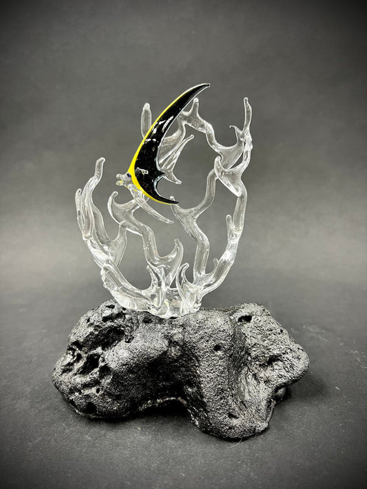 Mini Angelfish in a coral glass sculpture