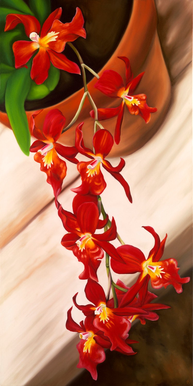 Pele's Orchids oil painting by Anna Keay